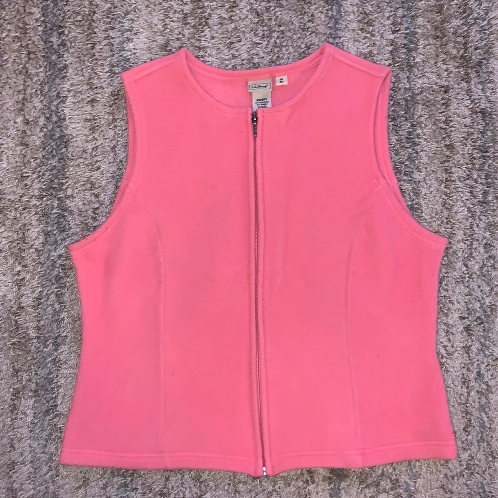 L.L. Bean pink fleece vest